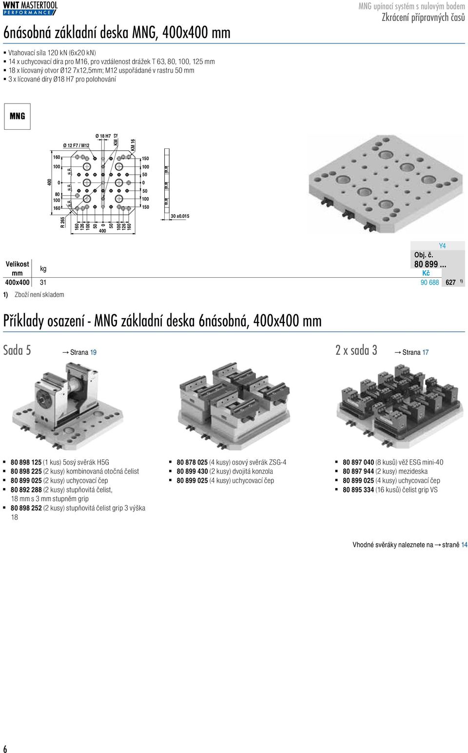 15 Velikost 4x4 31 9 688 8899627 1) Zboží není skladem Příklady osazení - základní deska 6násobná, 4x4 Sada 5 Strana 19 2 x sada 3 Strana 17 1) 8 898 125 (1 kus) 5osý svěrák H5G 8 898 225 (2 kusy)