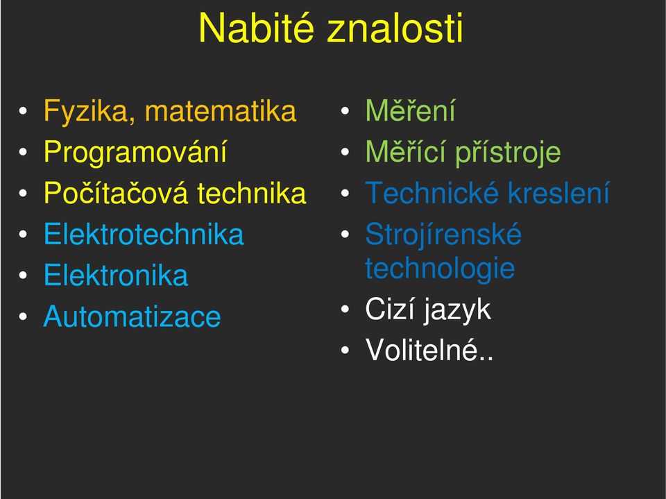 Automatizace Měření Měřící přístroje Technické