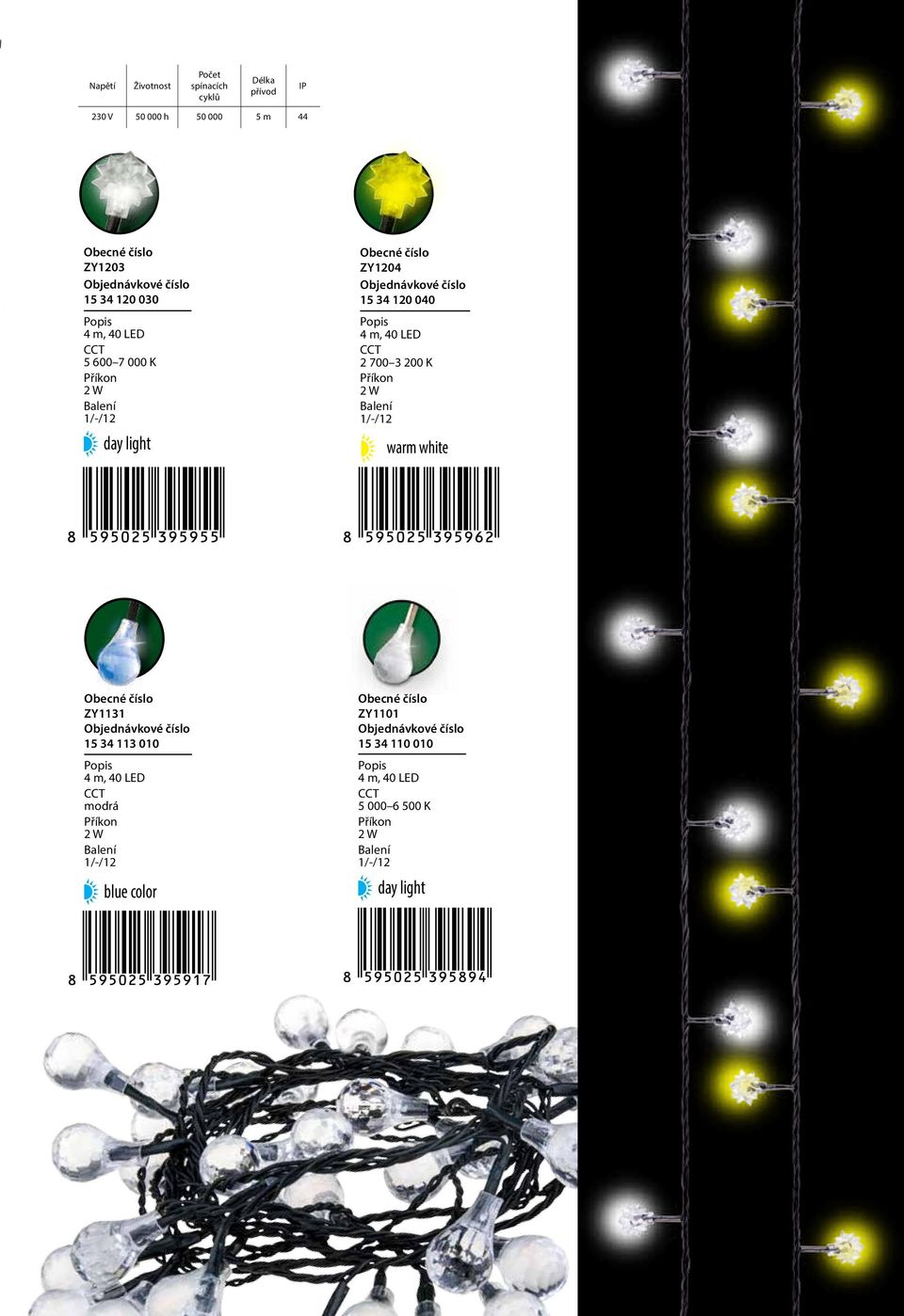 LED 2 700 3 200 K 2 W ZY1131 15 34 113 010 4 m, 40 LED modrá 2