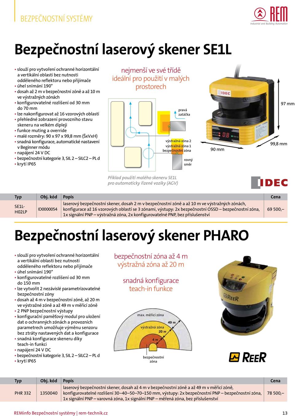 override malé rozměry: 90 x 97 x 99,8 mm (ŠxVxH) snadná konfigurace, automatické nastavení v Beginner módu napájení 24 V DC bezpečnostní kategorie 3, SIL 2 SILC2 PL d krytí IP65 nejmenší ve své třídě