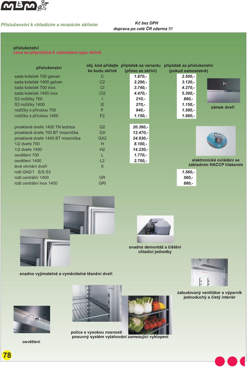 120,- sada koleèek 700 inox CI 3.740,- 4.370,- sada koleèek 1400 inox CI2 4.470,- 5.300,- S3 no ièky 700 I 210,- 880,- S3 no ièky 1400 I2 270,- 1.150,- no ièky s pøírubou 700 F 940,- 1.