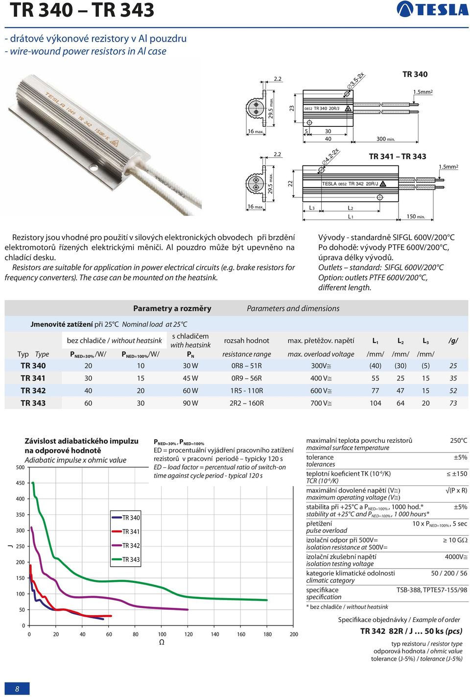 Vývody - standardně SIFGL 6V/2 C Po dohodě: vývody PTFE 6V/2 C, úprava délky vývodů. Outlets standard: SIFGL 6V/2 C Option: outlets PTFE 6V/2 C, different length. rozsah hodnot max. přetěžov.