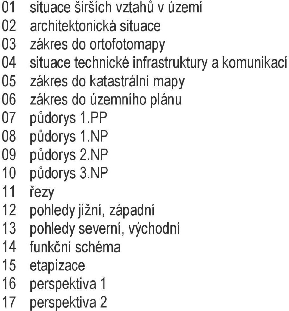 územního plánu 07 půdorys 1.PP 08 půdorys 1.NP 09 půdorys 2.NP 10 půdorys 3.
