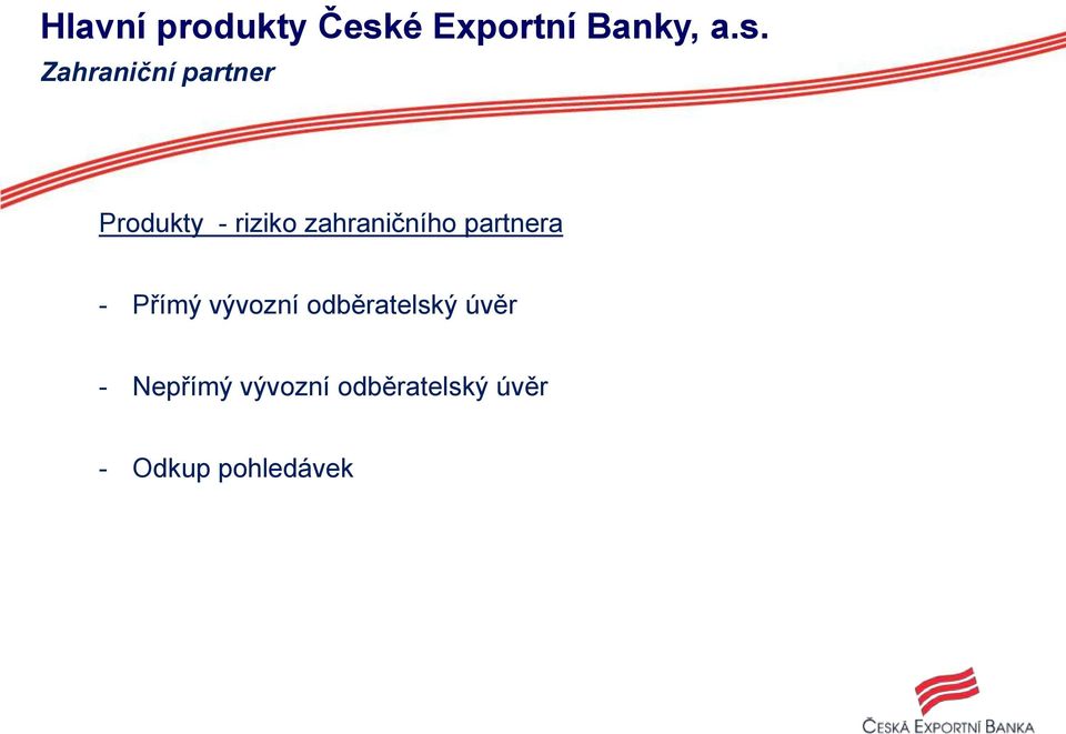 Zahraniční partner Produkty - riziko