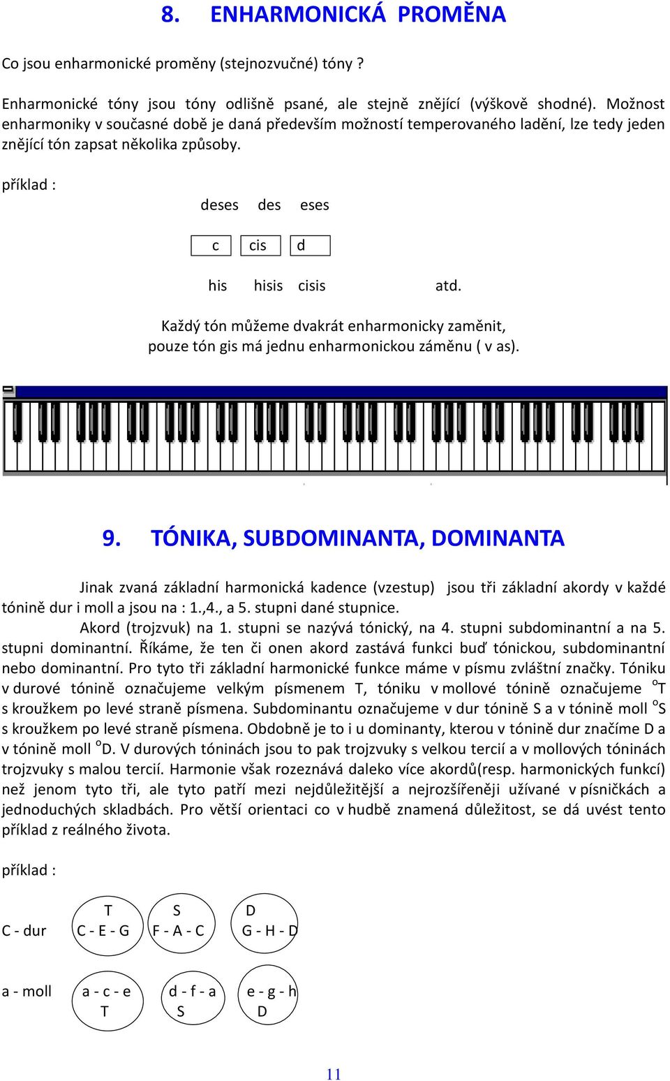 Každý tón můžeme dvakrát enharmonicky zaměnit, pouze tón gis má jednu enharmonickou záměnu ( v as). 9.