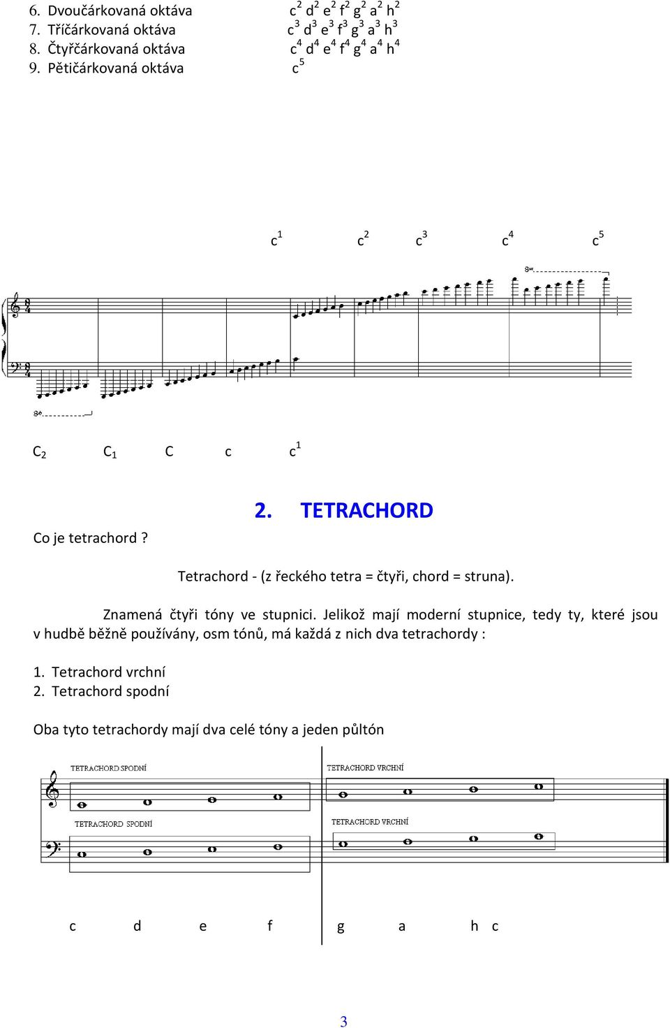 c 3 c 4 c 5 C 2 C 1 C c c 1 Co je tetrachord? 2. TETRACHORD Tetrachord - (z řeckého tetra = čtyři, chord = struna).