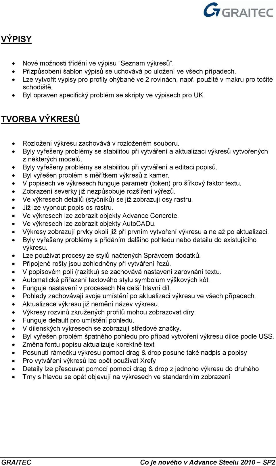 Byly vyřešeny problémy se stabilitou při vytváření a aktualizaci výkresů vytvořených z některých modelů. Byly vyřešeny problémy se stabilitou při vytváření a editaci popisů.