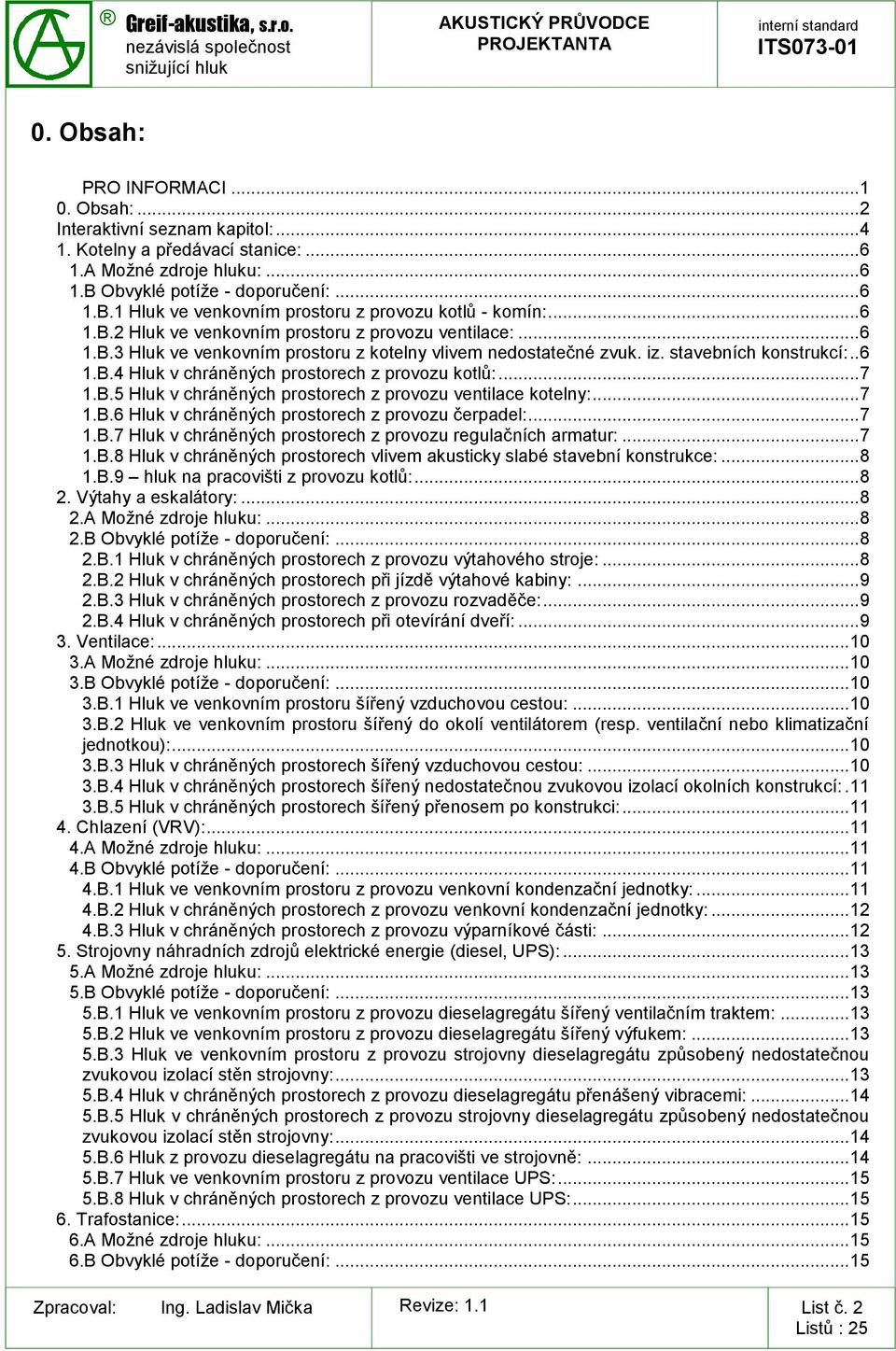 .. 7 1.B.5 Hluk v chráněných prostorech z provozu ventilace kotelny:... 7 1.B.6 Hluk v chráněných prostorech z provozu čerpadel:... 7 1.B.7 Hluk v chráněných prostorech z provozu regulačních armatur:.