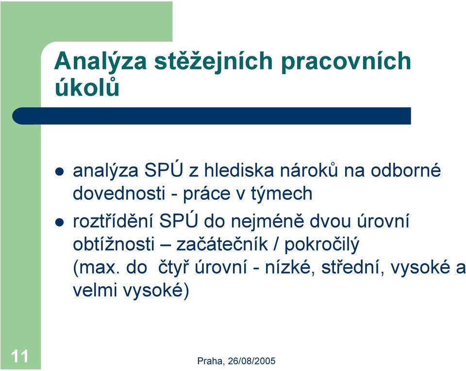 do nejméně dvou úrovní obtížnosti začátečník / pokročilý