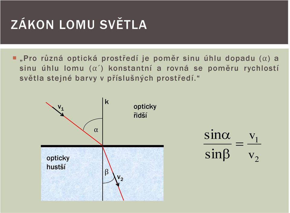 poměru rychlostí světla stejné barvy v příslušných