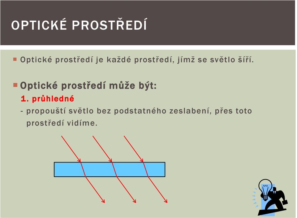 Optické prostředí může být: 1.