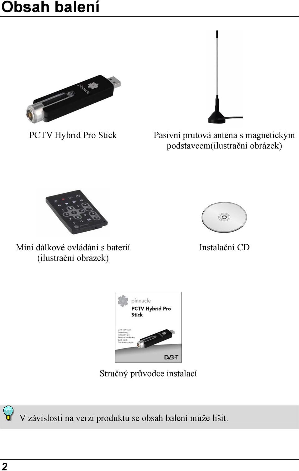 s baterií (ilustrační obrázek) Instalační CD Stručný průvodce