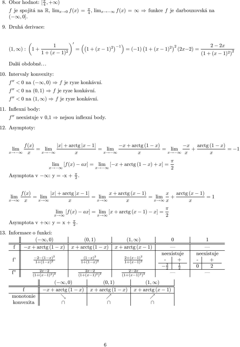 . Asymptoty: f(x) x x = x +arctg x x+arctg( x) x x) = = +arctg( = x x x x x x x Asymptotav :y=-x+ π.