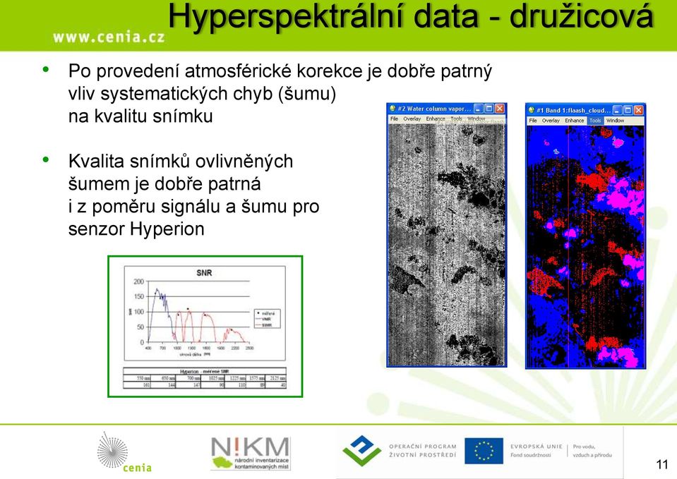 chyb (šumu) na kvalitu snímku Kvalita snímků ovlivněných