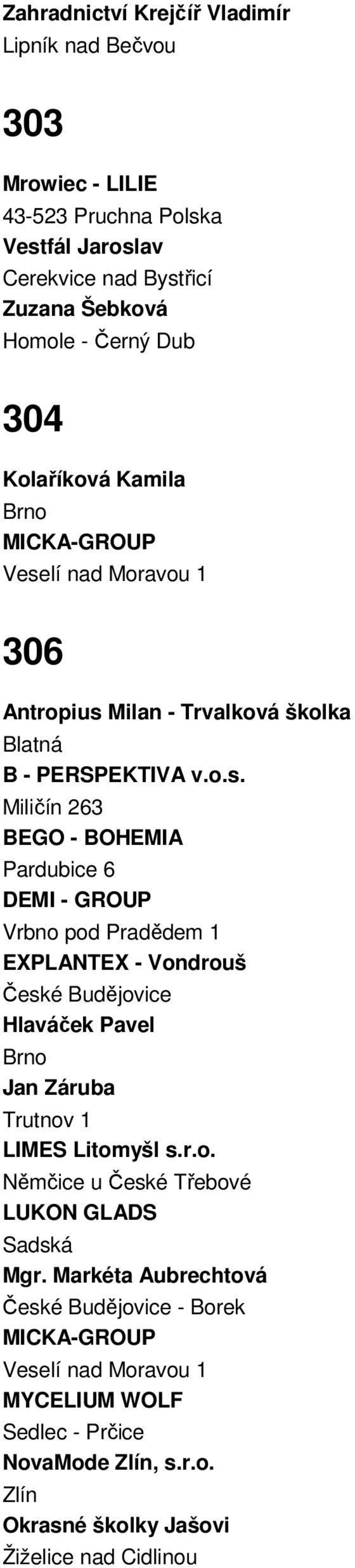 Milan - Trvalková školka Blatná B - PERSPEKTIVA v.o.s.