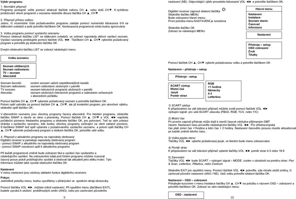 Neobsazená programová místa budou ignorována. 3. Volba programu pomocí vysílacího seznamu Pomocí stisknutí tlačítka LIST na dálkovém ovladači, se zobrazí naposledy aktivní vysílací seznam.