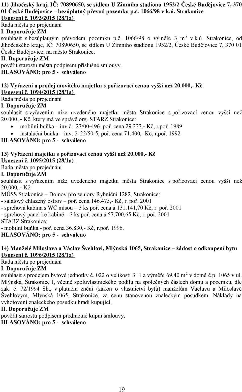 latným převodem pozemku p.č. 1066/98 o výměře 3 m 2 v k.ú.