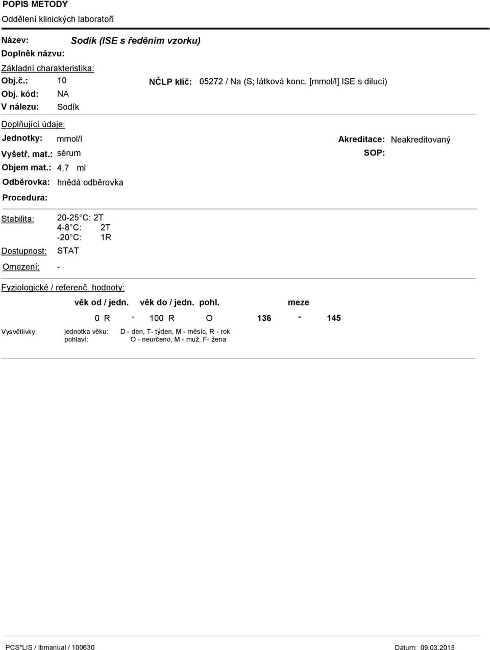 kód: NA V nálezu: Sodík mmol/l sérum 4.