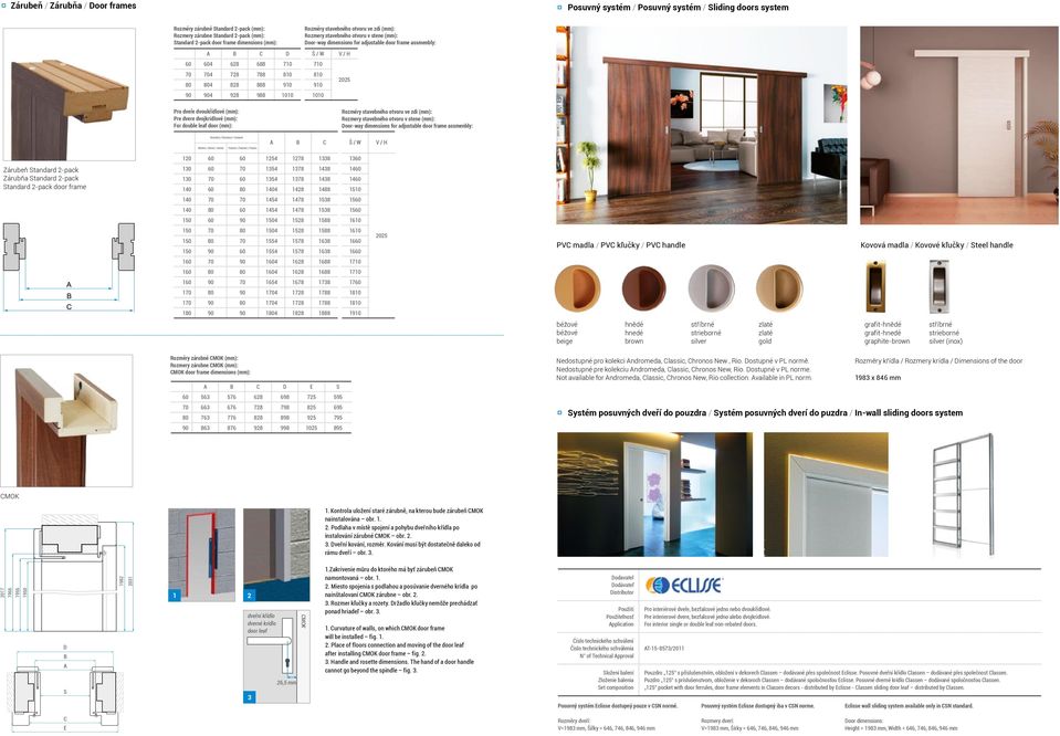 1010 2025 Rozměry / Rozmery / Variants Aktivní / Atívne / Active Pasivní / Pasívne / Pasive A B C 120 60 60 1254 1278 1338 1360 Zárubeň Standard 2-pack Zárubňa Standard 2-pack Standard 2-pack door