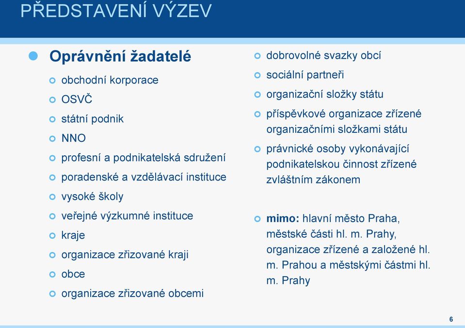 partneři rganizační slžky státu příspěvkvé rganizace zřízené rganizačními slžkami státu právnické sby vyknávající pdnikatelsku činnst