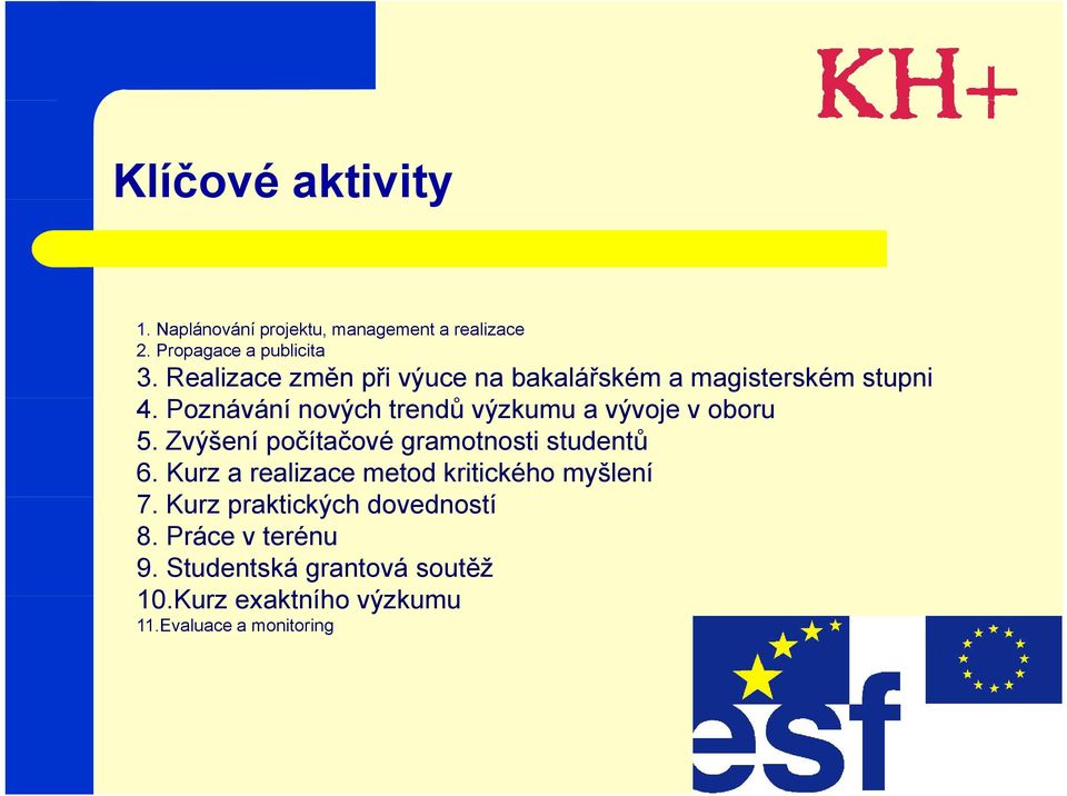 Poznávání nových trendů výzkumu a vývoje v oboru 5. Zvýšení počítačové gramotnosti studentů 6.