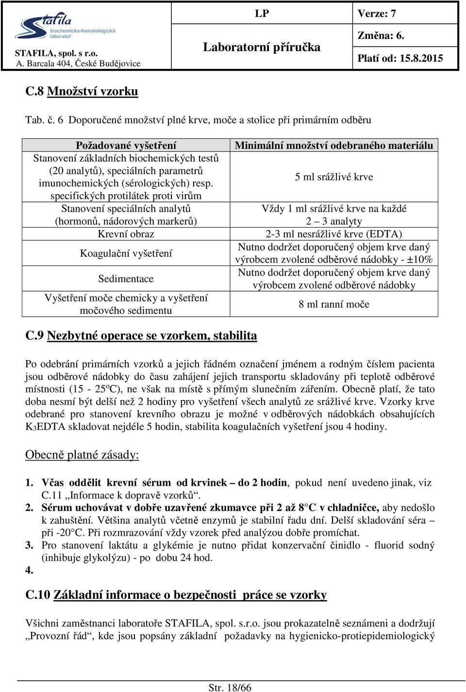 resp. specifických protilátek proti virům Stanovení speciálních analytů (hormonů, nádorových markerů) Krevní obraz Koagulační vyšetření Sedimentace Vyšetření moče chemicky a vyšetření močového