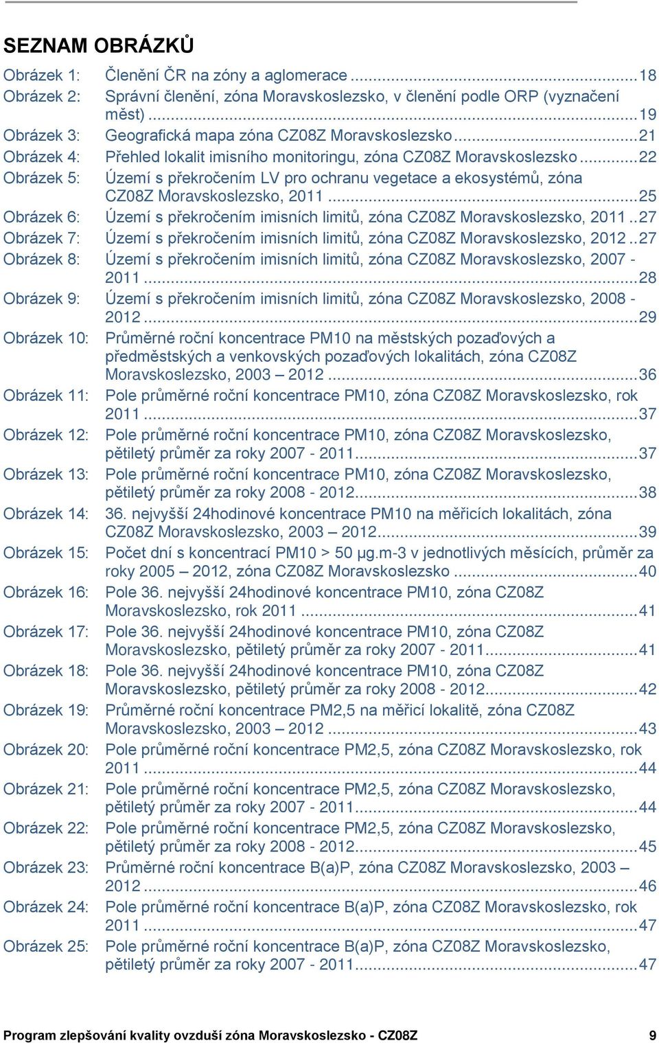 .. 22 Obrázek 5Ś Území s pekročením LV pro ochranu vegetace a ekosystémů, zóna CZ08Z Moravskoslezsko, 2011... 25 Obrázek 6Ś Území s pekročením imisních limitů, zóna CZ0ŘZ Moravskoslezsko, 2011.