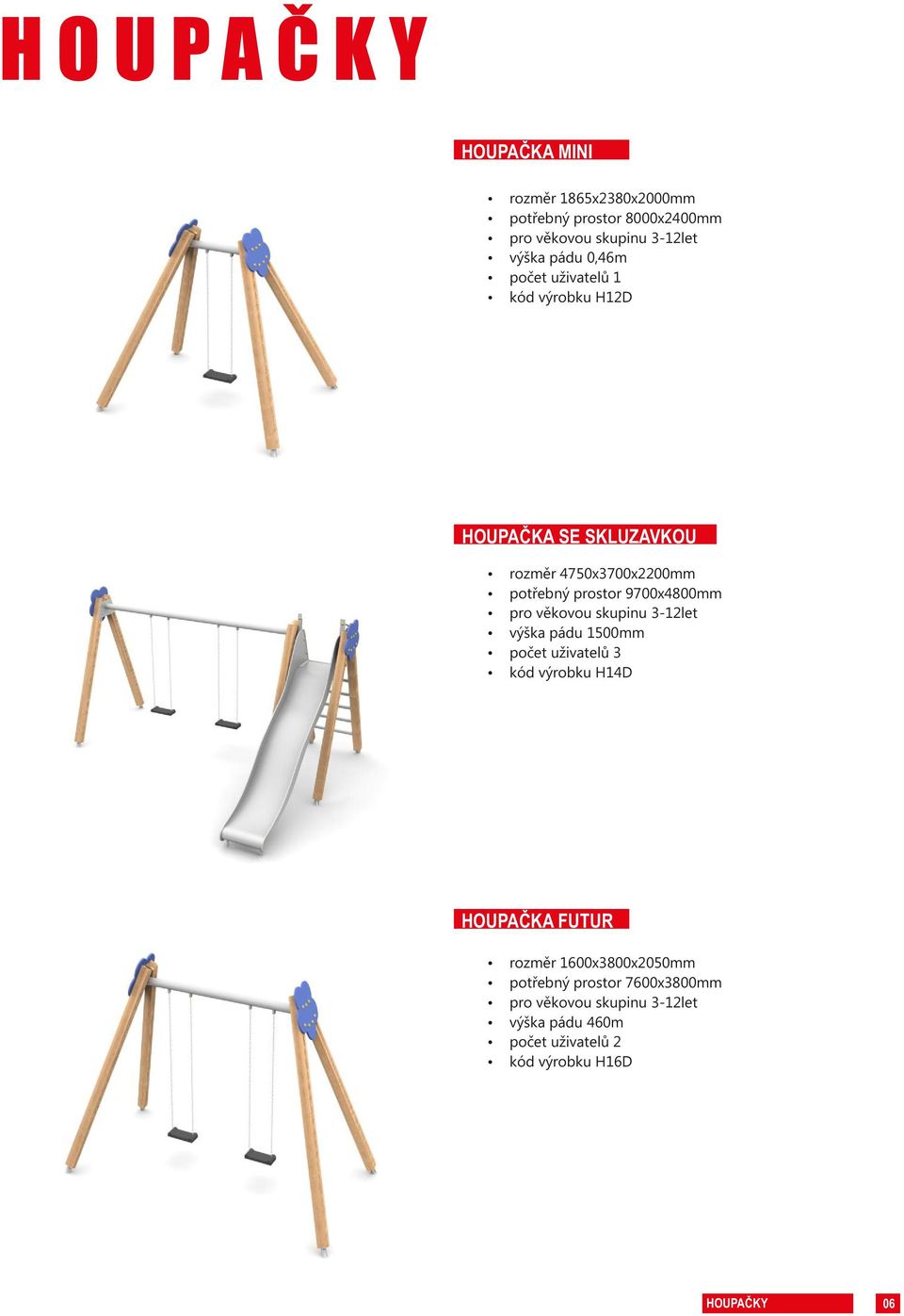 výška pádu 1500mm počet uživatelů 3 kód výrobku H14D HOUPAČKA FUTUR rozměr 1600x3800x2050mm