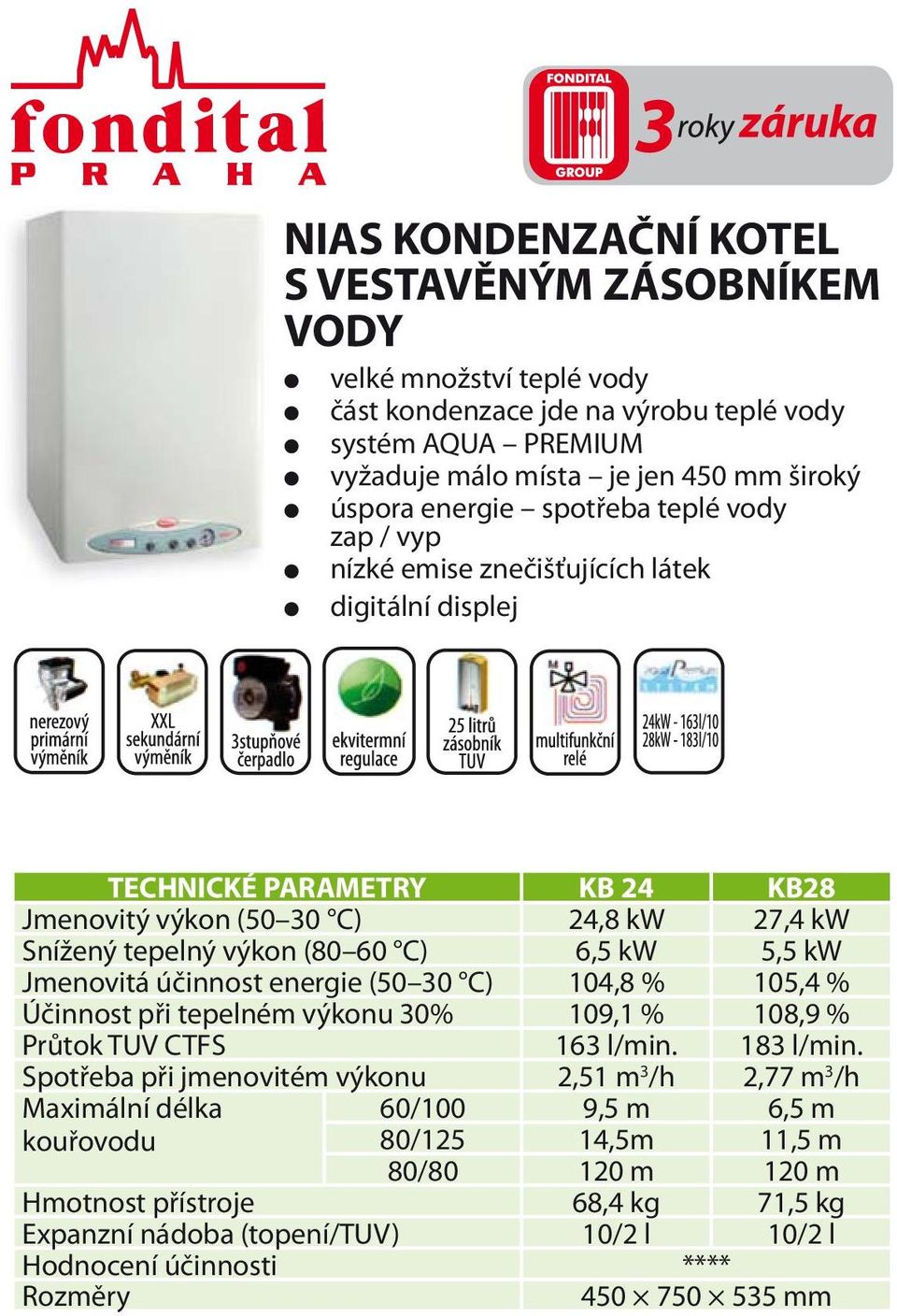 kw Jmenovitá účinnost energie (50 30 C) 104,8 % 105,4 % Účinnost při tepelném výkonu 30% 109,1 % 108,9 % Průtok TUV CTFS 163 l/min. 183 l/min.