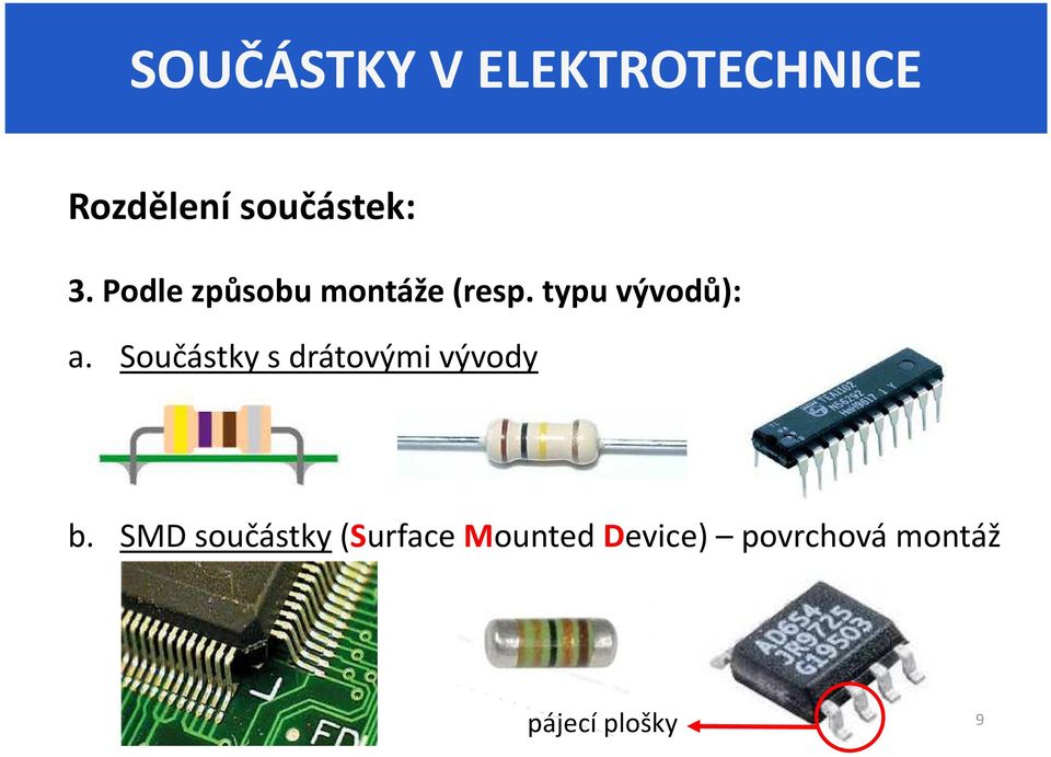 Součástky s drátovými vývody b.