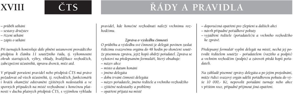 V případě porušení pravidel nebo předpisů má právo požadovat od všech účastníků, tj.