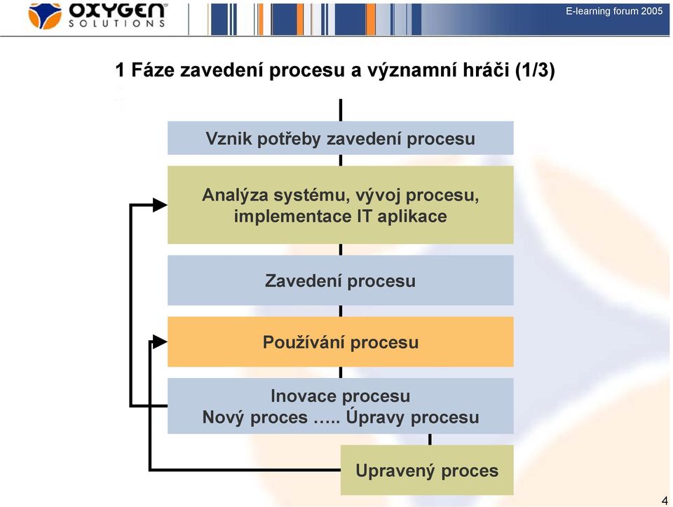 implementace IT aplikace Zavedení procesu Používání