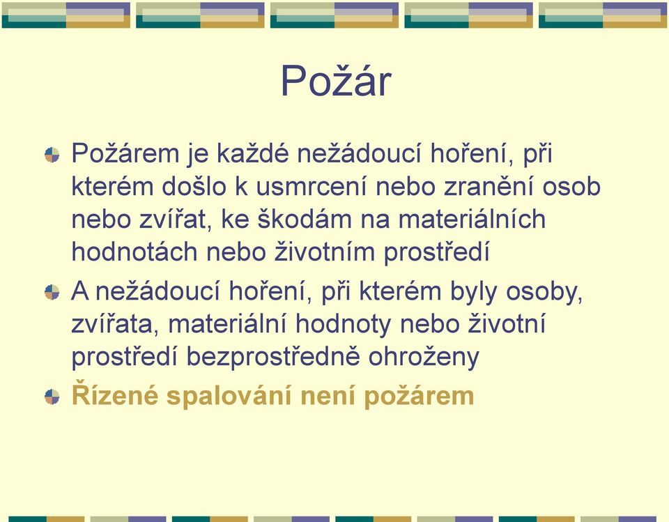 prostředí A nežádoucí hoření, při kterém byly osoby, zvířata, materiální