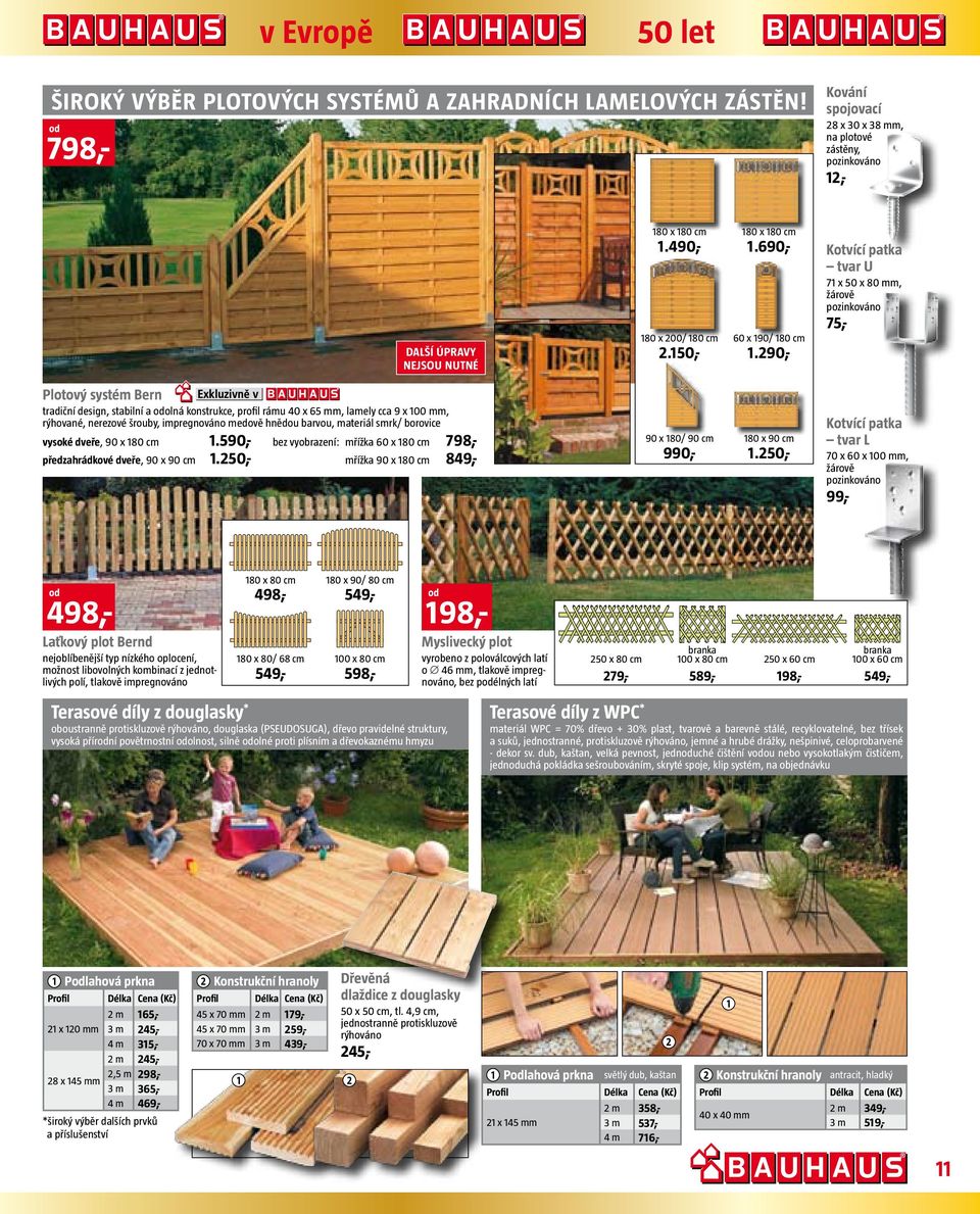 90,- Kotvící patka tvar U 7 x 50 x 80 mm, žárově pozinkováno 75,- Plotový systém Bern tradiční design, stabilní a olná konstrukce, profil rámu 40 x 65 mm, lamely cca 9 x 00 mm, rýhované, nerezové