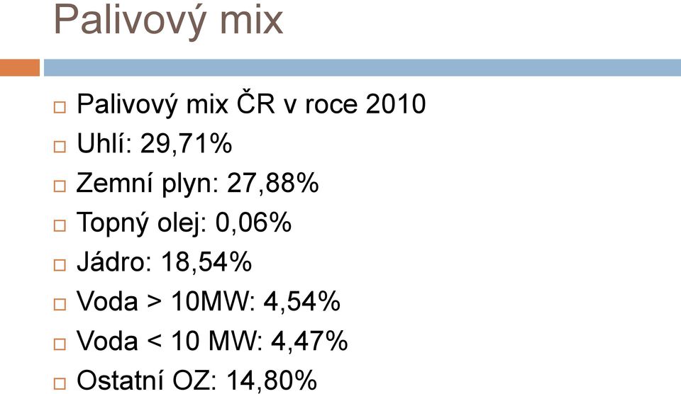 olej: 0,06% Jádro: 18,54% Voda > 10MW: