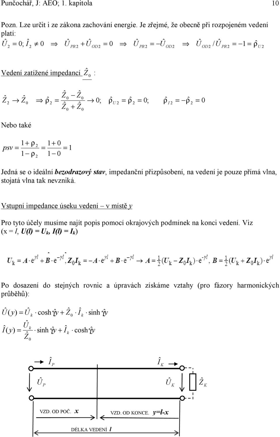 impedanční přizpůsobení, na vedení e pouze přímá vlna, stoatá vlna ta nevzniá.