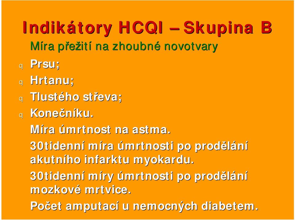 30tidenní míra úmrtnosti po prodělání akutního infarktu myokardu.