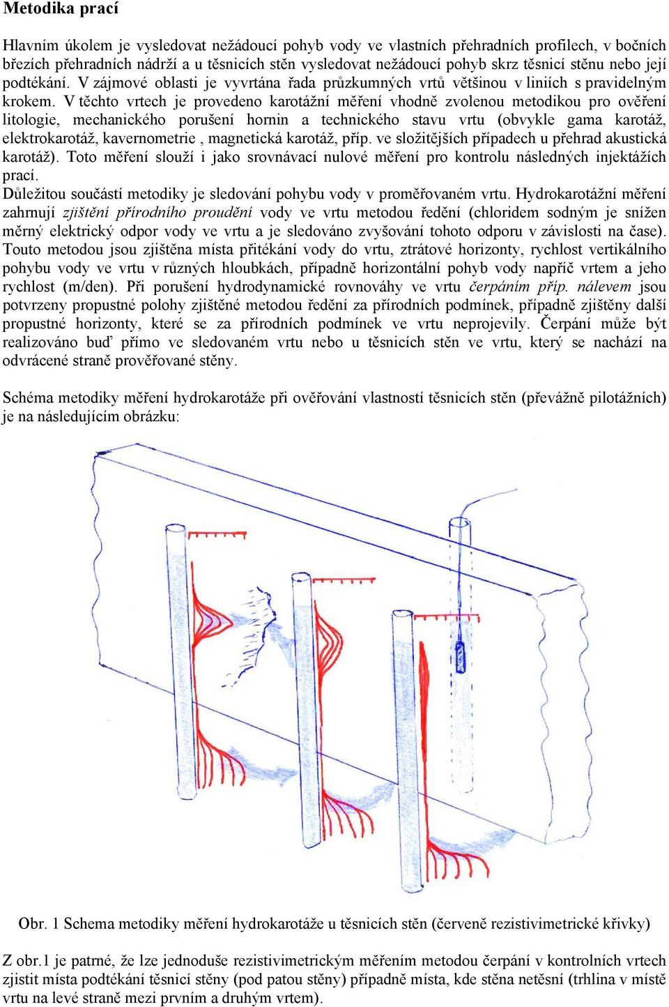 V těchto vrtech je provedeno karotážní měření vhodně zvolenou metodikou pro ověření litologie, mechanického porušení hornin a technického stavu vrtu (obvykle gama karotáž, elektrokarotáž,