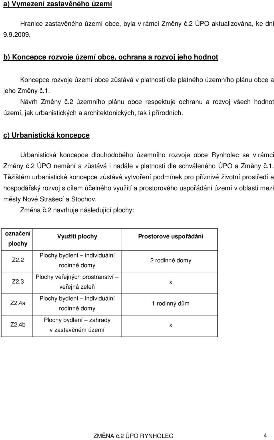 Návrh Změny č.2 územního plánu obce respektuje ochranu a rozvoj všech hodnot území, jak urbanistických a architektonických, tak i přírodních.