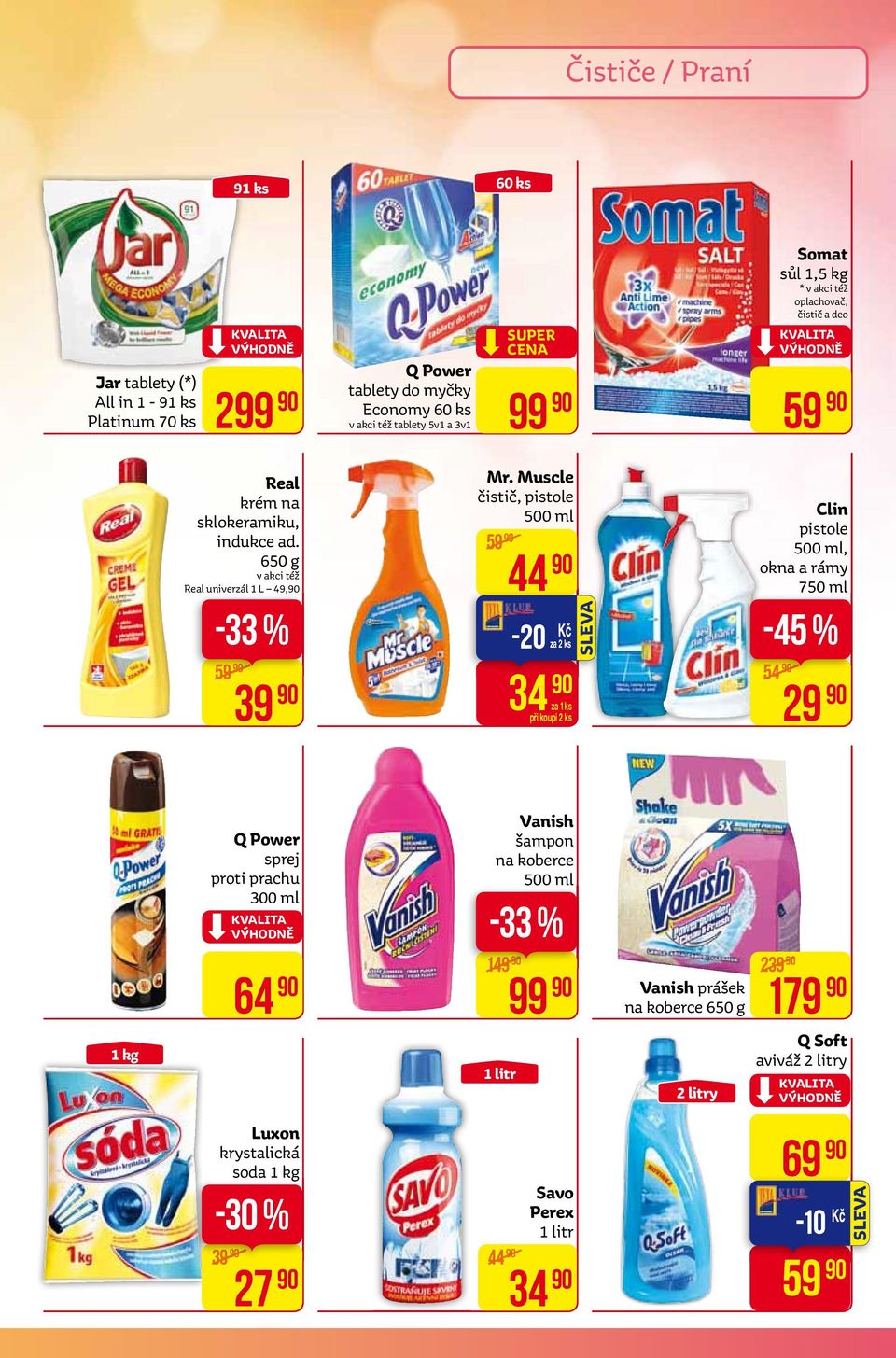 Muscle čistič, pistole 500 ml Clin 59 44 34 pistole 500 ml, okna a rámy 750 ml -45 % 54 29 1 kg Q Power sprej proti prachu 300 ml 39-33 % 149 64 Luxon