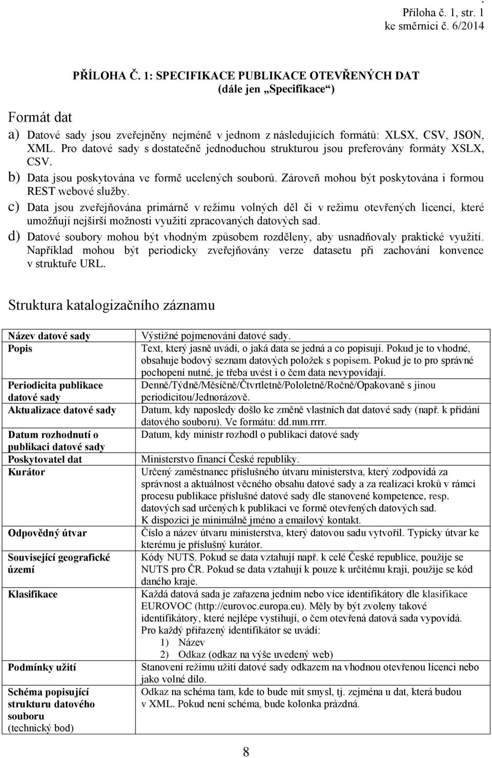 Pro datové sady s dostatečně jednoduchou strukturou jsou preferovány formáty XSLX, CSV. b) Data jsou poskytována ve formě ucelených souborů. Zároveň mohou být poskytována i formou REST webové služby.