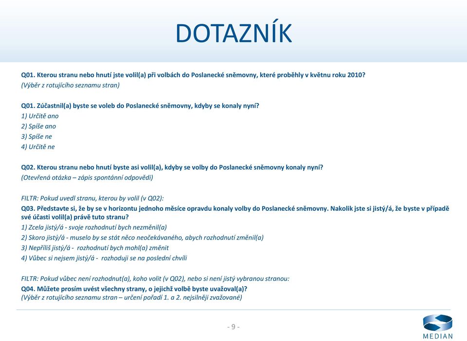 Kterou stranu nebo hnutí byste asi volil(a), kdyby se volby do Poslanecké sněmovny konaly nyní? (Otevřená otázka zápis spontánní odpovědi) FILTR: Pokud uvedl stranu, kterou by volil (v Q02): Q03.