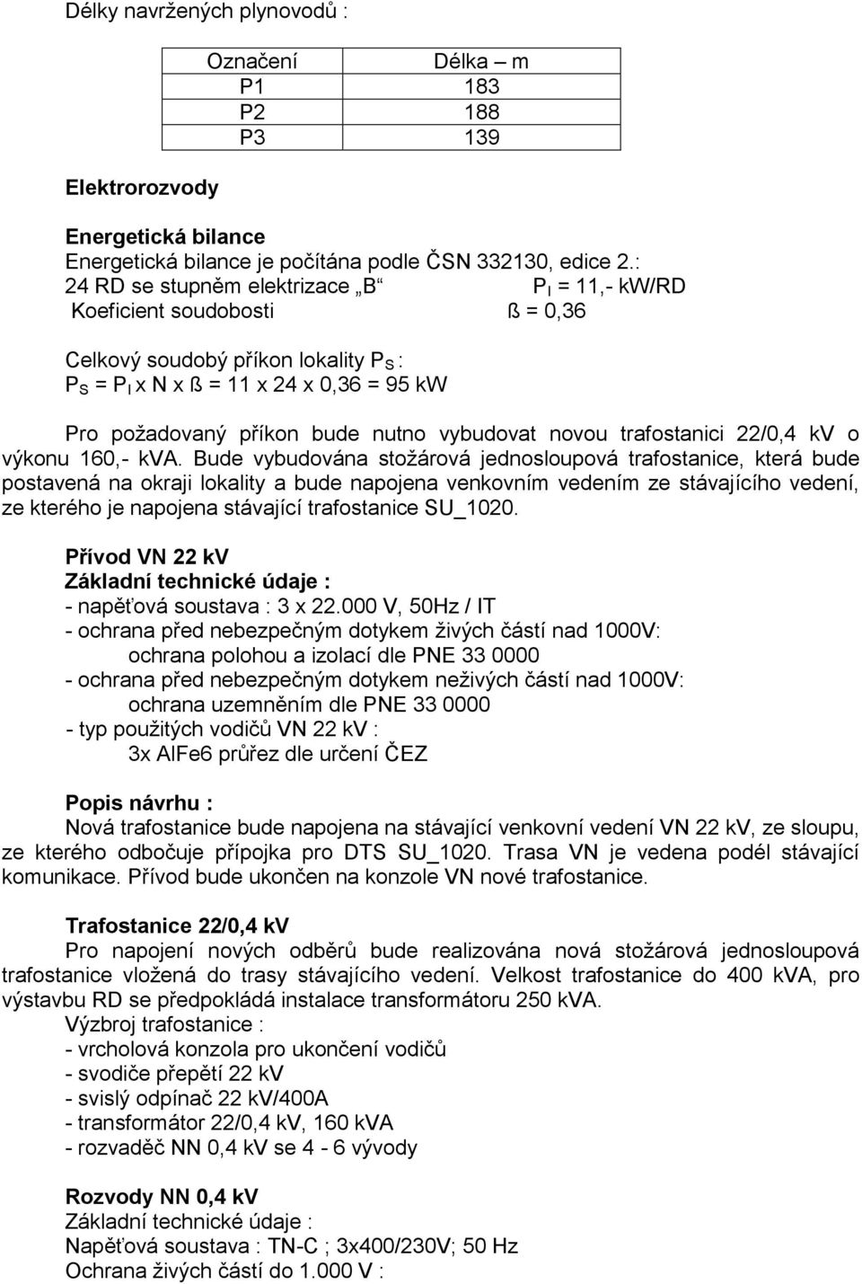 vybudovat novou trafostanici 22/0,4 kv o výkonu 160,- kva.