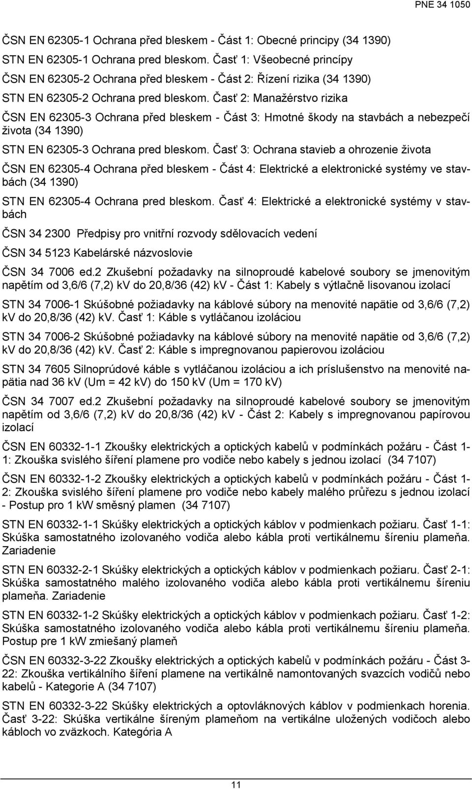 Časť 2: Manaţérstvo rizika ČSN EN 62305-3 Ochrana před bleskem - Část 3: Hmotné škody na stavbách a nebezpečí ţivota (34 1390) STN EN 62305-3 Ochrana pred bleskom.