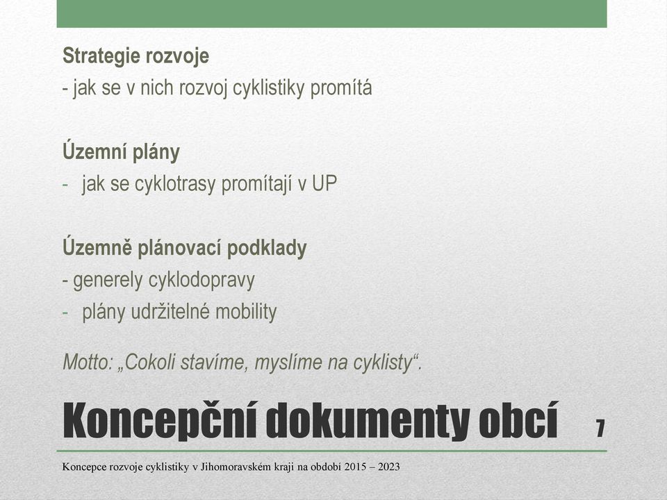 plánovací podklady - generely cyklodopravy - plány udržitelné