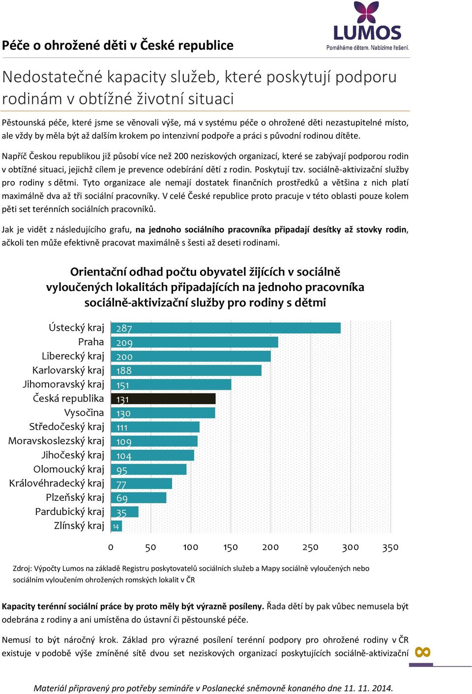 Napříč Českou republikou již působí více než 200 neziskových organizací, které se zabývají podporou rodin v obtížné situaci, jejichž cílem je prevence odebírání dětí z rodin. Poskytují tzv.