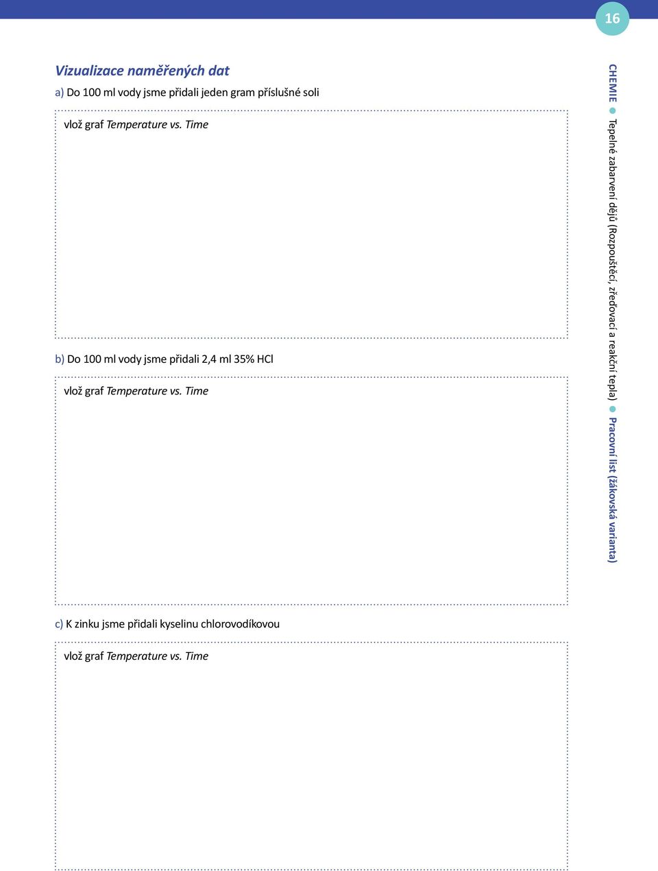 Time b) Do 100 ml vody jsme přidali 2,4 ml 35% HCl vlož  Time CHEMIE Tepelné zabarvení dějů