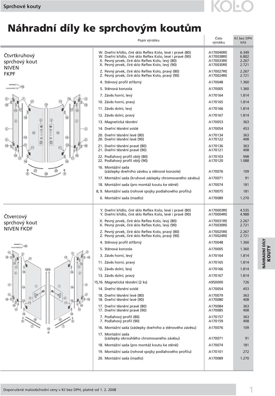 Ceník náhradních dílů ke sprchovým koutům KOLO - PDF Free Download