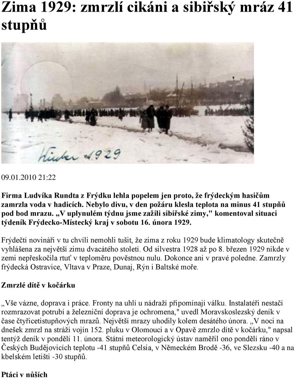 Zima 1929: zmrzlí cikáni a sibiřský mráz 41 stupňů - PDF Stažení zdarma