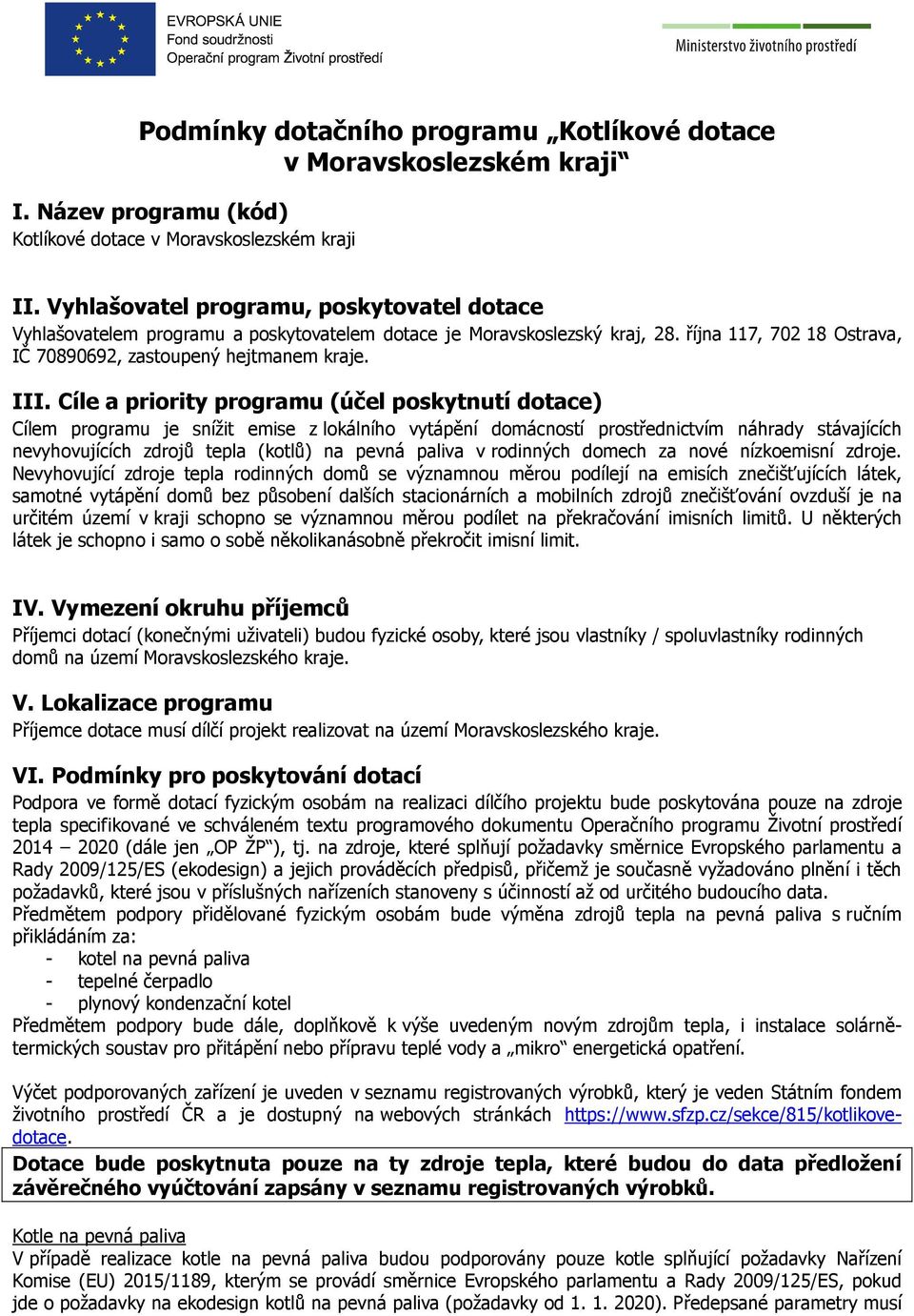 Podmínky dotačního programu Kotlíkové dotace v Moravskoslezském kraji - PDF  Free Download